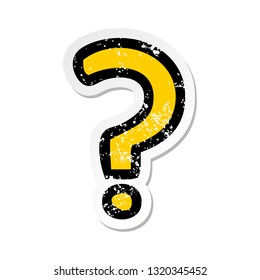 distressed sticker of a cute cartoon question mark