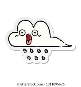 distressed sticker of a cute cartoon rain cloud