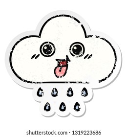distressed sticker of a cute cartoon rain cloud