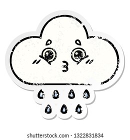 distressed sticker of a cute cartoon rain cloud