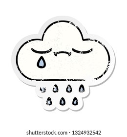 distressed sticker of a cute cartoon rain cloud