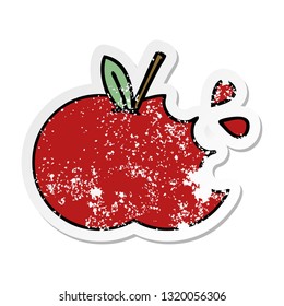 distressed sticker of a cute cartoon red apple