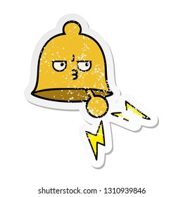 distressed sticker of a cute cartoon ringing bell