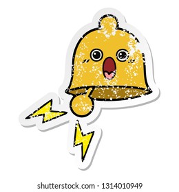 distressed sticker of a cute cartoon ringing bell