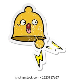 distressed sticker of a cute cartoon ringing bell