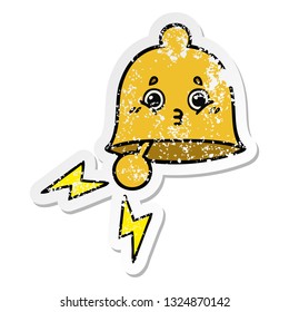 distressed sticker of a cute cartoon ringing bell