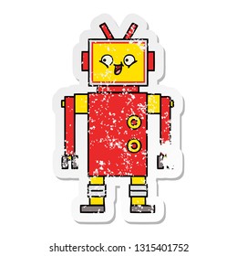 bedrückter Aufkleber eines süßen Cartoon-Roboters