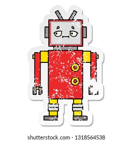 distressed sticker of a cute cartoon robot