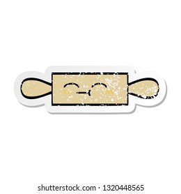 distressed sticker of a cute cartoon rolling pin