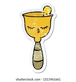 distressed sticker of a cute cartoon school bell