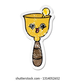 distressed sticker of a cute cartoon school bell