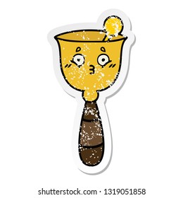 distressed sticker of a cute cartoon school bell