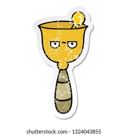 distressed sticker of a cute cartoon school bell