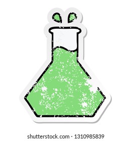 distressed sticker of a cute cartoon science experiment