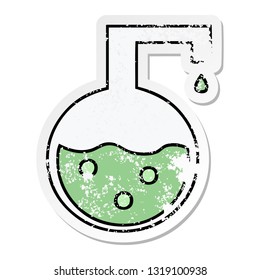 distressed sticker of a cute cartoon science experiment