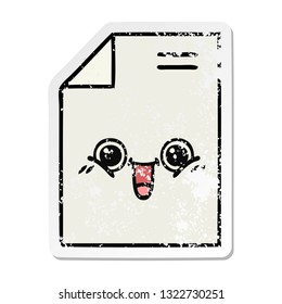 distressed sticker of a cute cartoon sheet of paper 