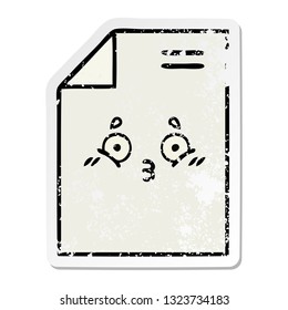 distressed sticker of a cute cartoon sheet of paper 
