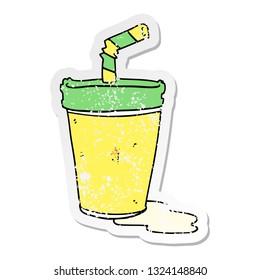 distressed sticker of a cute cartoon soda