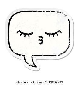 distressed sticker of a cute cartoon speech bubble