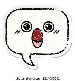distressed sticker of a cute cartoon speech bubble