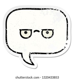 distressed sticker of a cute cartoon speech bubble