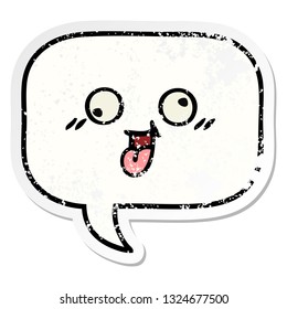 distressed sticker of a cute cartoon speech bubble