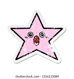 distressed sticker of a cute cartoon star fish