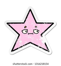 distressed sticker of a cute cartoon star fish