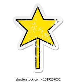distressed sticker of a cute cartoon star wand