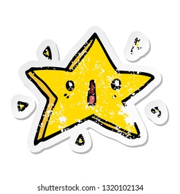 distressed sticker of a cute cartoon star