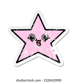 distressed sticker of a cute cartoon star fish