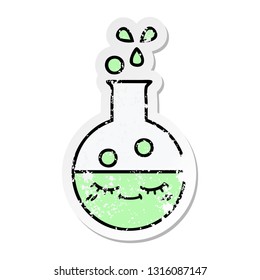 distressed sticker of a cute cartoon test tube