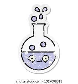 distressed sticker of a cute cartoon test tube