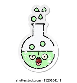 distressed sticker of a cute cartoon test tube