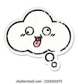 distressed sticker of a cute cartoon thought bubble