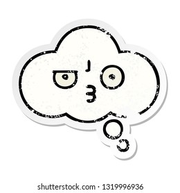 distressed sticker of a cute cartoon thought bubble