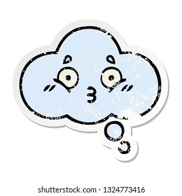 distressed sticker of a cute cartoon thought bubble