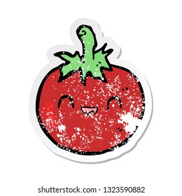 distressed sticker of a cute cartoon tomato