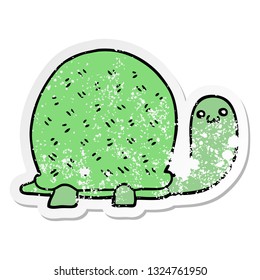 distressed sticker of a cute cartoon turtle