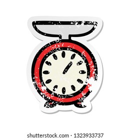 distressed sticker of a cute cartoon weighing scale