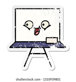 distressed sticker of a cute cartoon white board