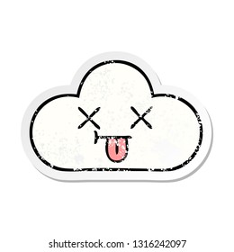 distressed sticker of a cute cartoon white cloud