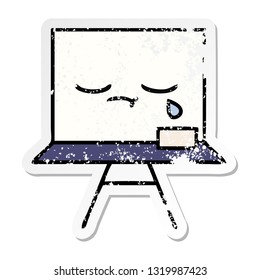 distressed sticker of a cute cartoon white board