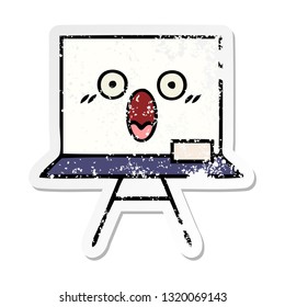 distressed sticker of a cute cartoon white board