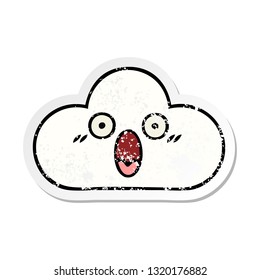 distressed sticker of a cute cartoon white cloud