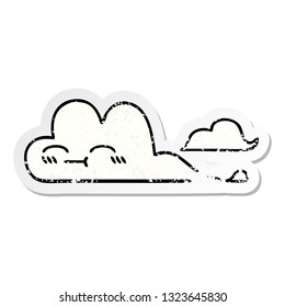 distressed sticker of a cute cartoon white cloud