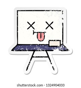 distressed sticker of a cute cartoon white board