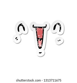 distressed sticker of a cute happy cartoon face