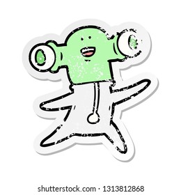 pegatina angustiada de un alienígena de caricatura