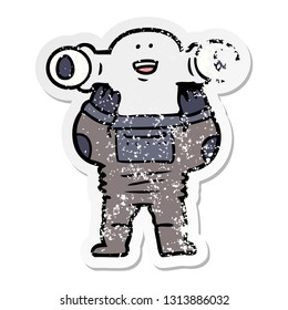 pegatina angustiada de un alienígena de caricatura